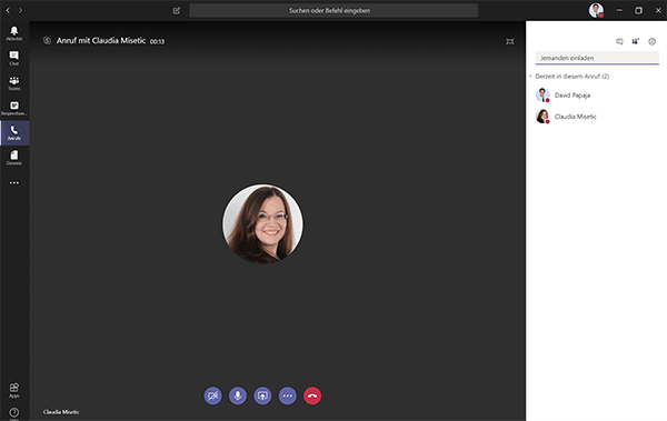 Video call on Microsoft Teams