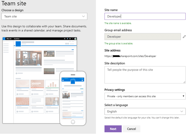 Create Office 365 Groups with SharePoint