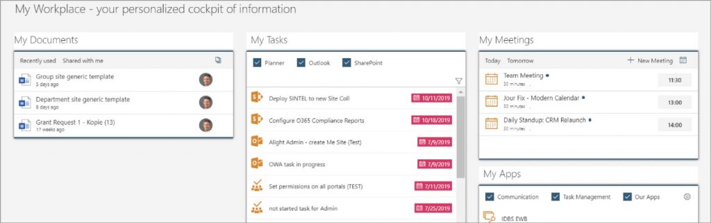 My Workplace - cockpit of information in SharePoint
