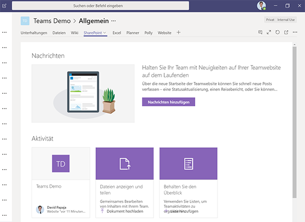 In Microsoft Teams ist jedes Team mit einer SharePoint-Site verknüpft