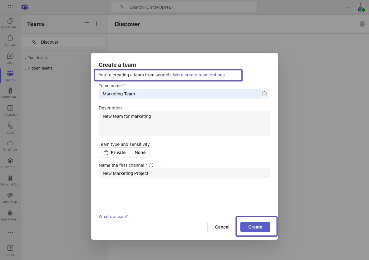 Provisioning of Teams in Microsoft Teams