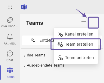 Team Provisionierung in Microsoft Teams