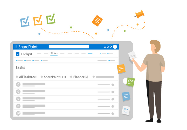 Cockpit предоставляет вам обзор всех ваших задач в SharePoint