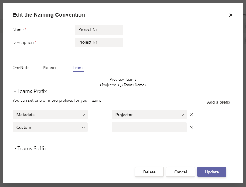 Bearbeiten Sie die Namenskonvention in Microsoft Teams.