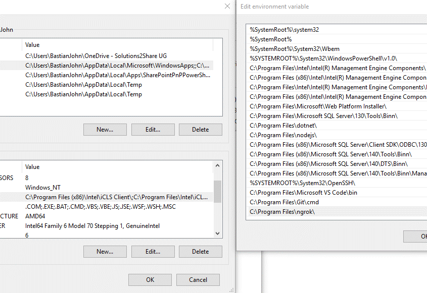 Edit environment variable
