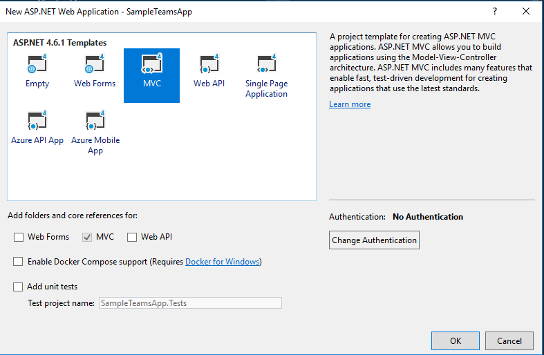 Add folders and core references for MVC