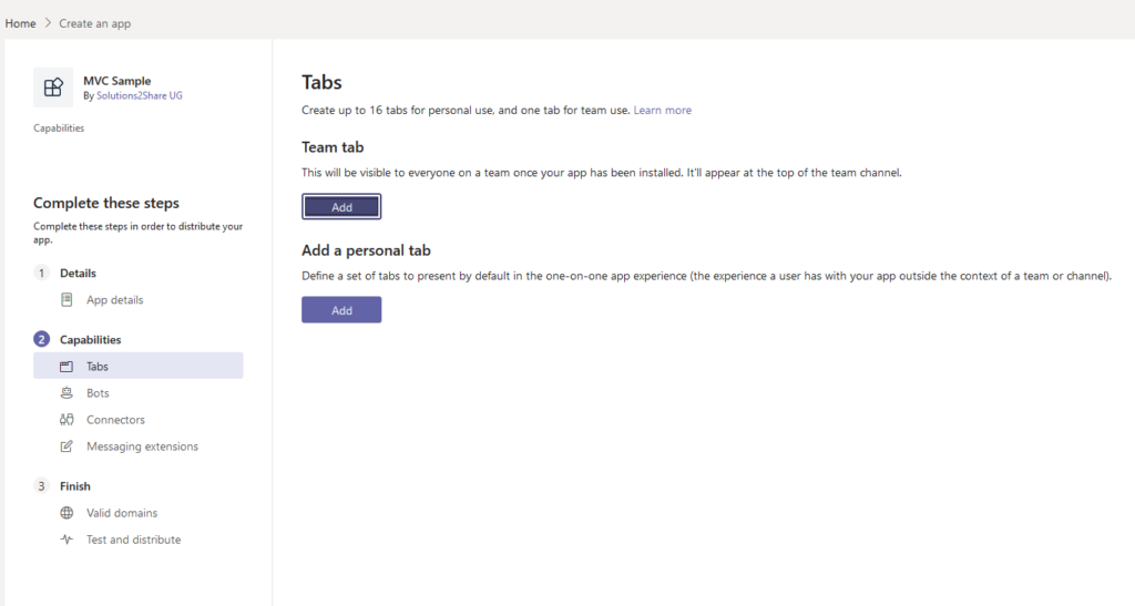 Add a Teams tab in Microsoft Teams