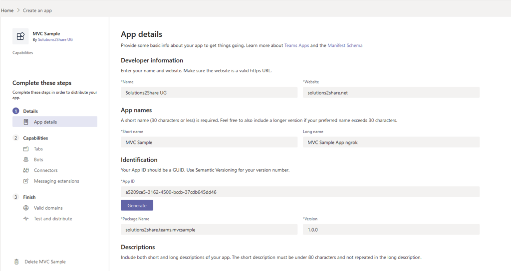 Microsoft Teams App details