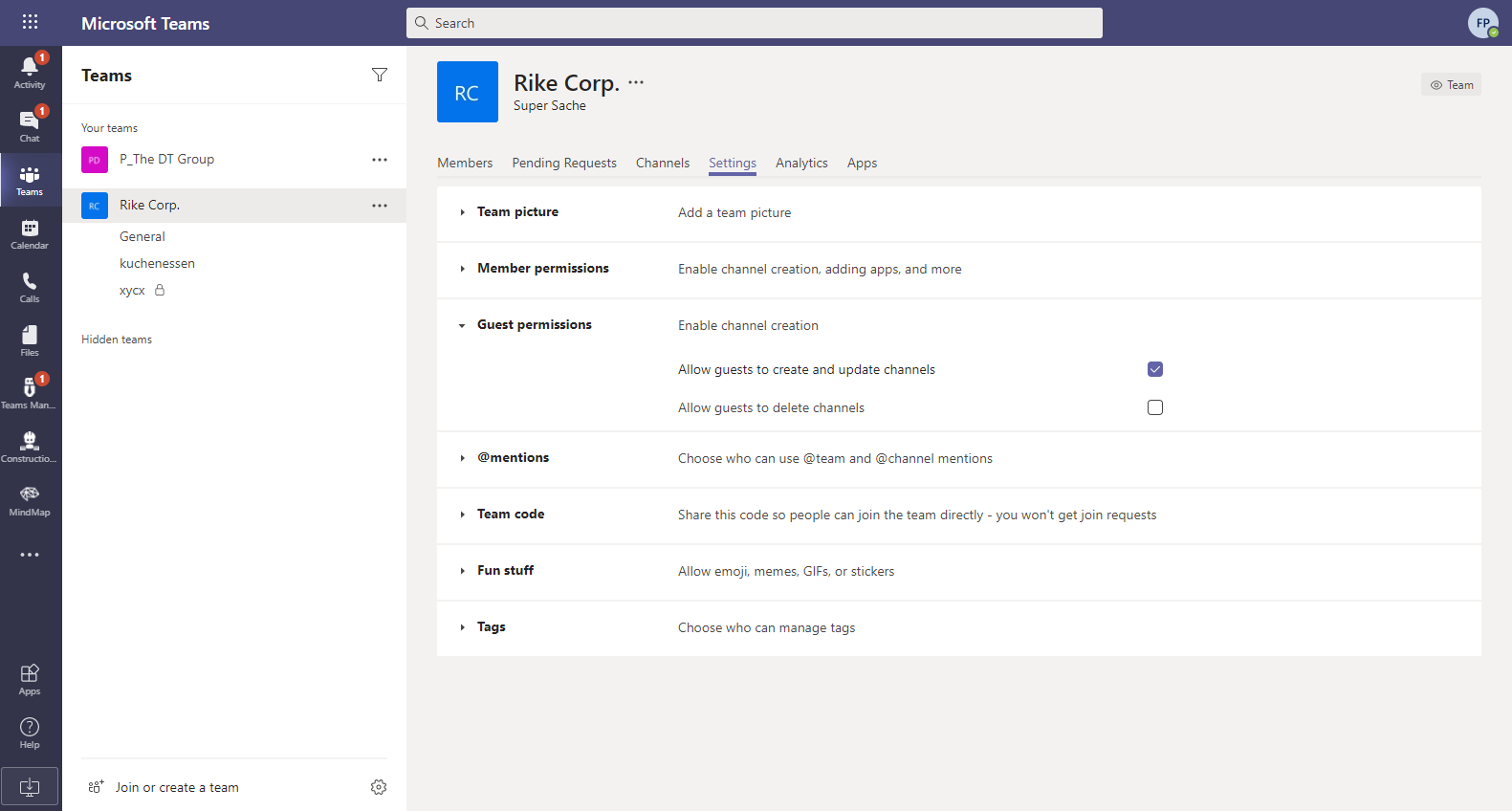 Gastberechtigungen in Microsoft Teams