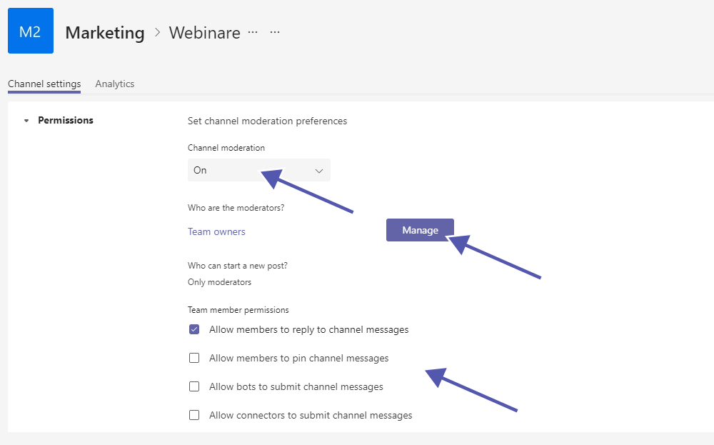 Teams Security: channel moderation