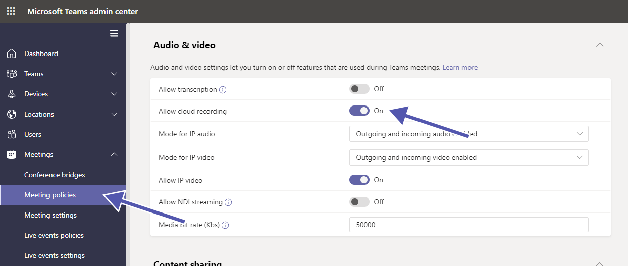 Teams Security: meeting cloud recording