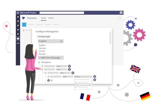 Multilingual navigation in Microsoft Teams intranet