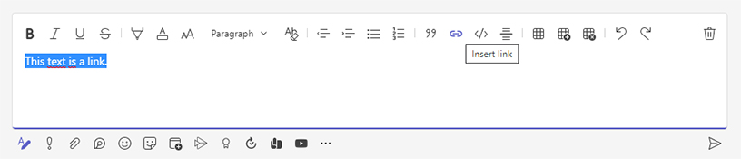 Creating a link in Teams