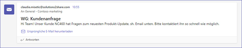 Email an Teams-Kanal schicken