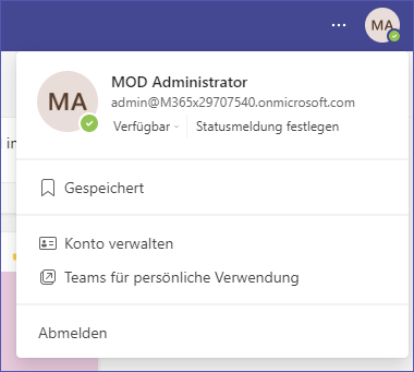 Einstellungen in Microsoft Teams