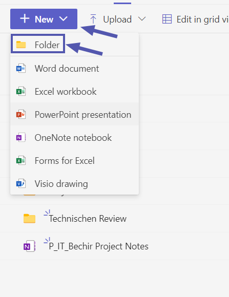 Create a folder or a subfolder in Documents