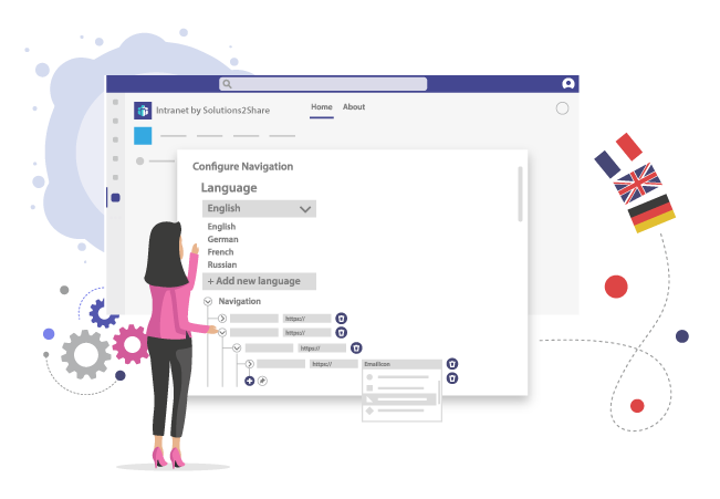 Multilingual navigation in Microsoft Teams intranet