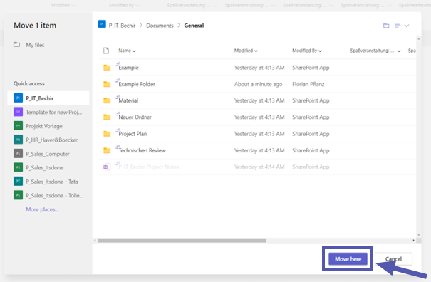 Move a folder in MS Teams
