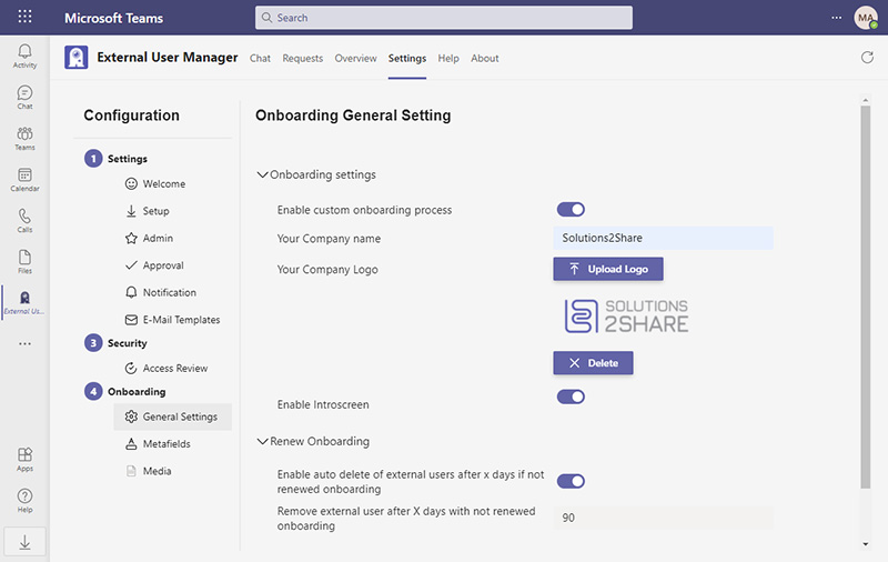 External User Manager onboarding: customize logo
