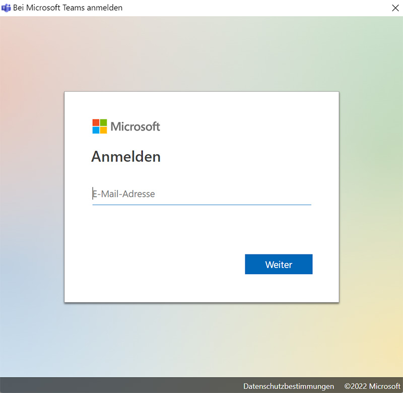 Microsoft Teams App sign in 