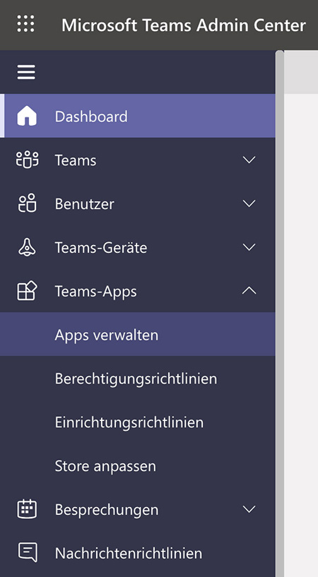 Microsoft Teams Admin Center: Apps verwalten