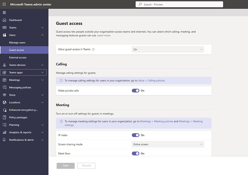 Microsoft Teams Admin Center: Guest access