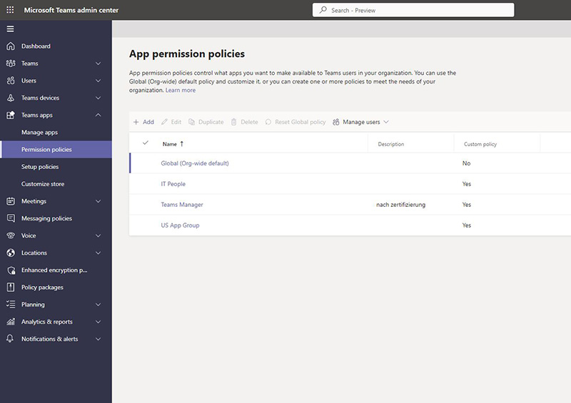 Microsoft Teams Admin Center: Teams apps