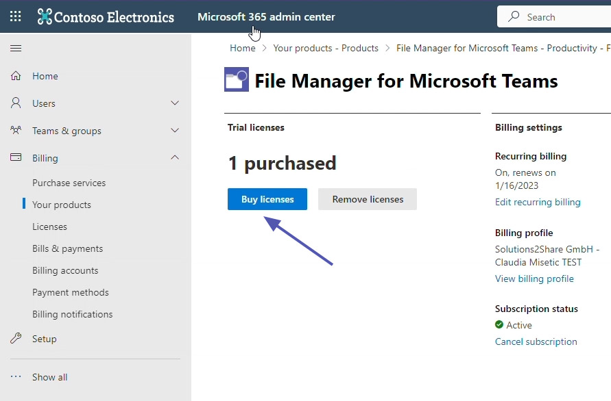 Buy additional licenses for app subscriptions in Microsoft Teams