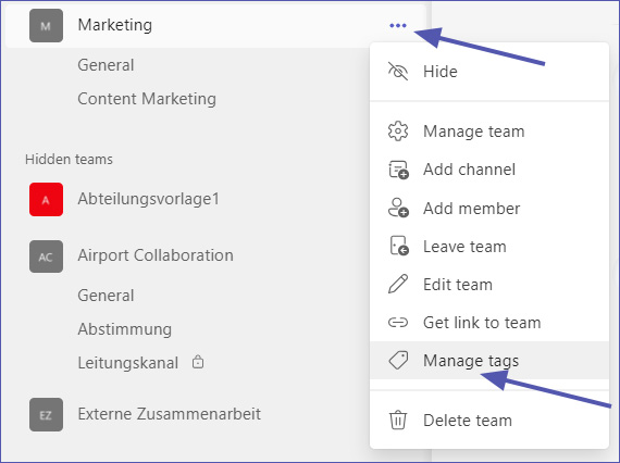 Manage Tags in Microsoft Teams