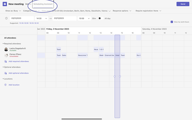 Microsoft Teams Scheduling Assistant