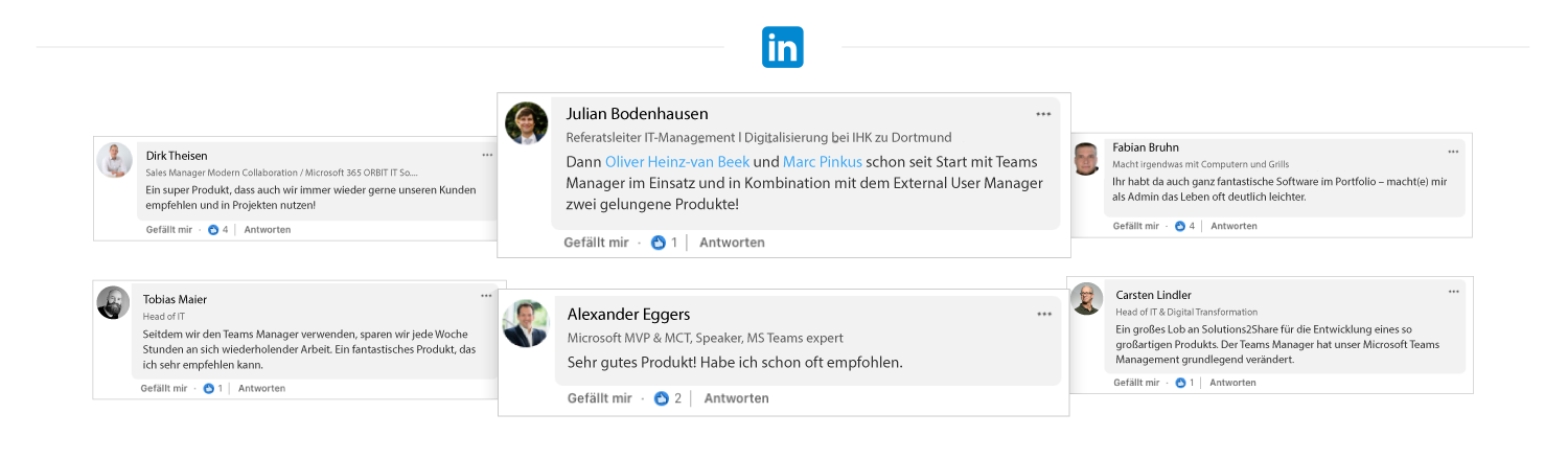 Teams Manager für Teams Management Testimonials