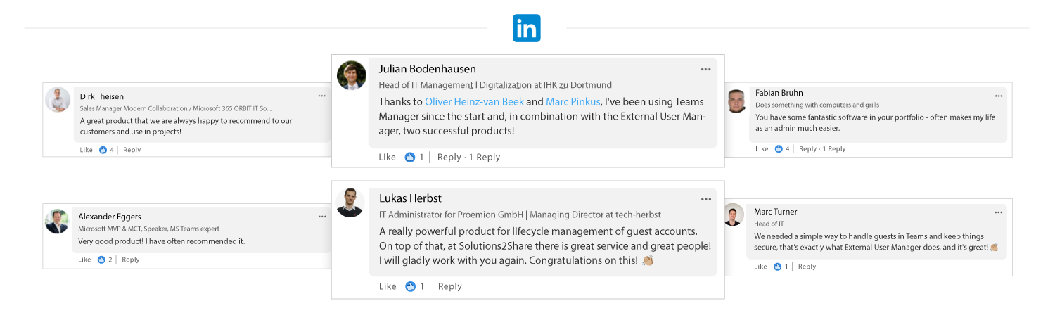 Testimonials for External User Manager