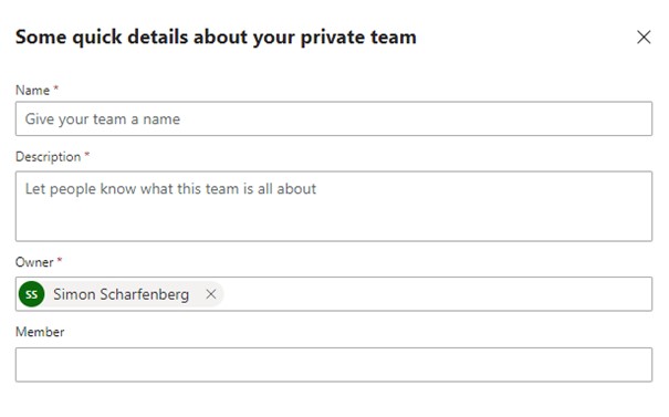 M365 provisioning: details about a new team