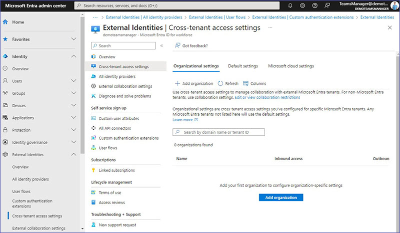 Cross Tenant Access: Organizational Settings