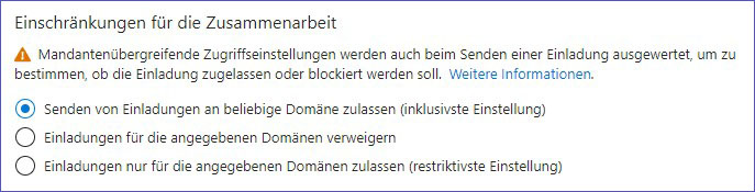 Einschränkungen für externe Zusammenarbeit in Entra (externe Domains)