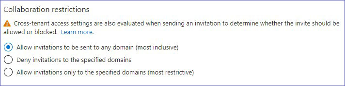 Restrictions for external collaboration in Entra