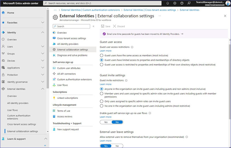 External collaboration settings in Entra