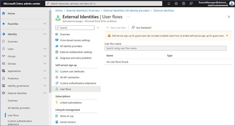 User flows for external identities