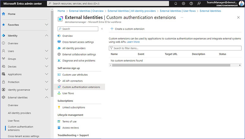 Custom authentication extensions in Microsoft Entra