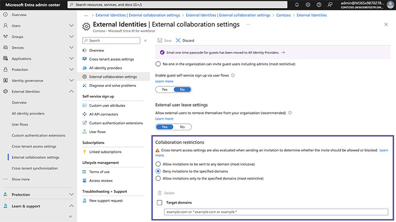 Microsoft Entra Collaboration restrictions