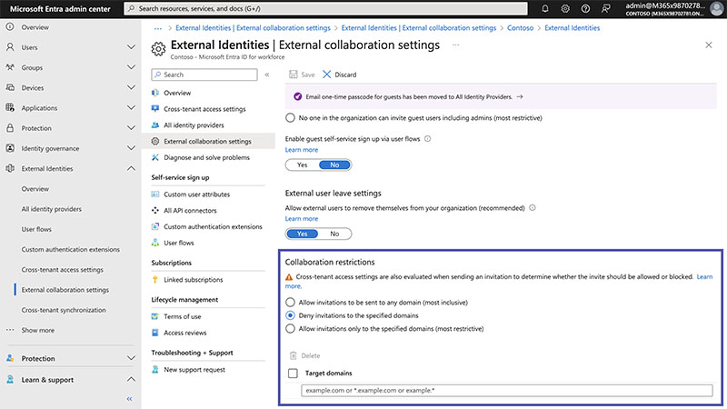 Microsoft Entra Collaboration restrictions