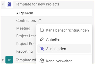 Microsoft Teams: Kanal ausblenden