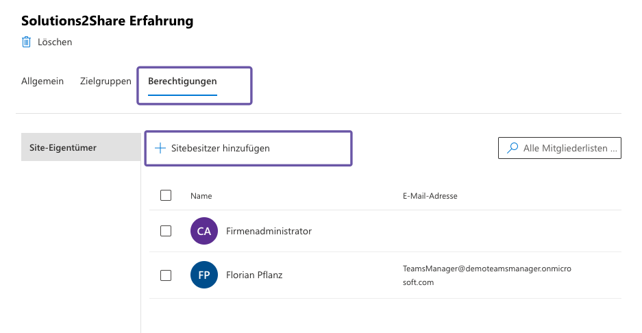 Viva Connections implementieren: Berechtigungen
