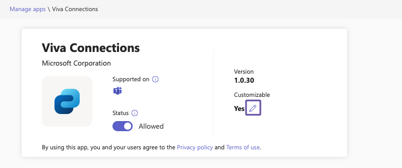 Customize Viva Connections app in Teams