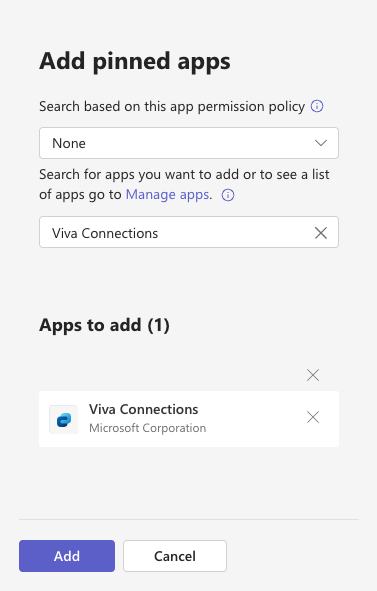 Pin Viva Connections App in Microsoft Teams