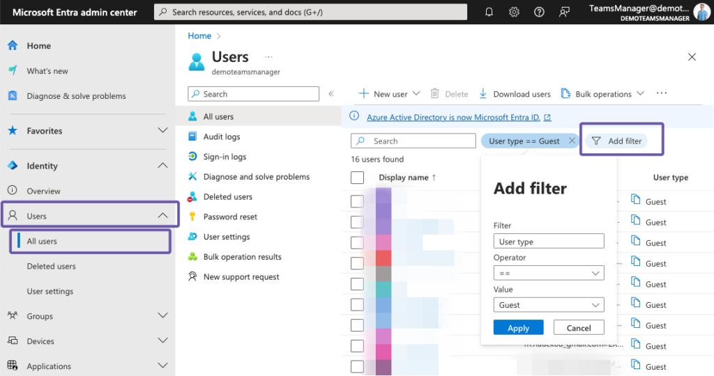 View all M365 guests in the Microsoft Entra Admin Center