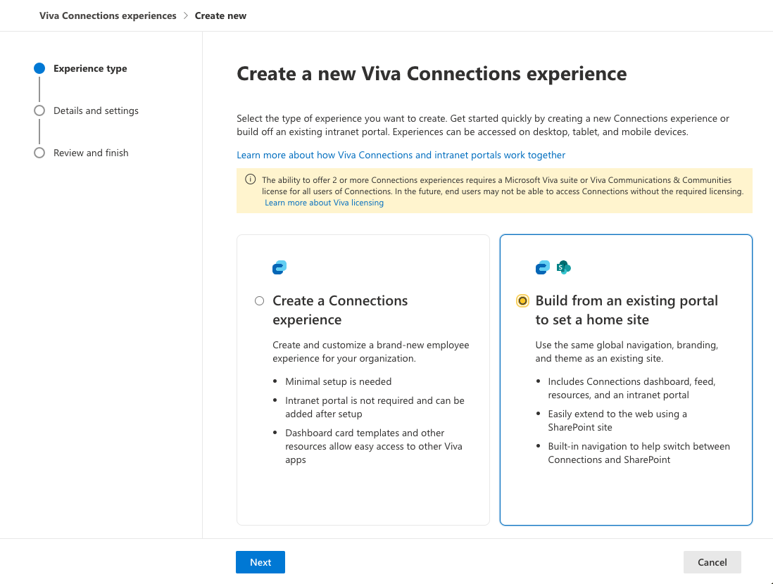Implement Viva Connections: Build from existing intranet portal