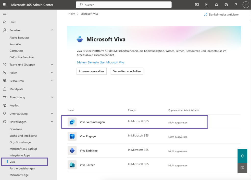 Viva Connections im Microsoft 365 Admin Center
