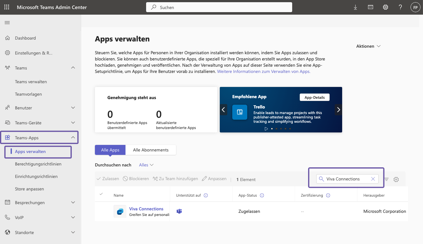 App-Icon und Namen der Viva Connections App ändern
