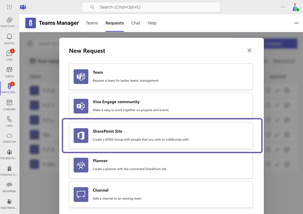 SharePoint Site Provisioning with Teams Manager